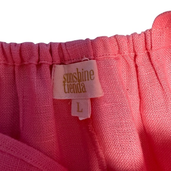 Sunshine Tienda Flamingo Sofia 100% Linen Pink Maxi Dress size L - Picture 7 of 10